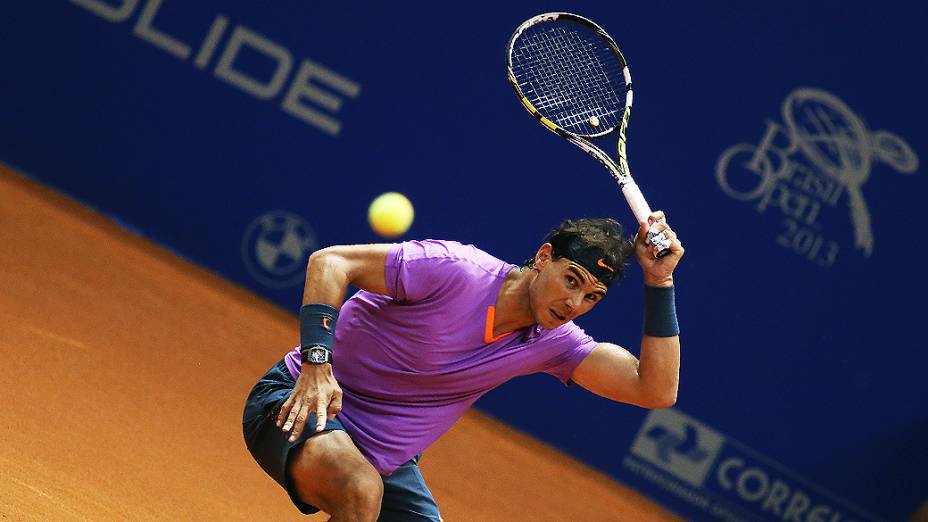 O espanhol Rafael Nadal fez sua primeira partida no Brasil Open 2013, no Ginásio do Ibirapuera em São Paulo