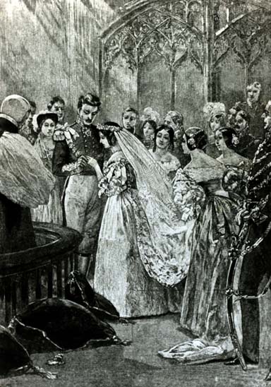 1840 - Ilustração da rainha Victoria (1819 - 1901) com o príncipe Albert (1819 – 1861)
