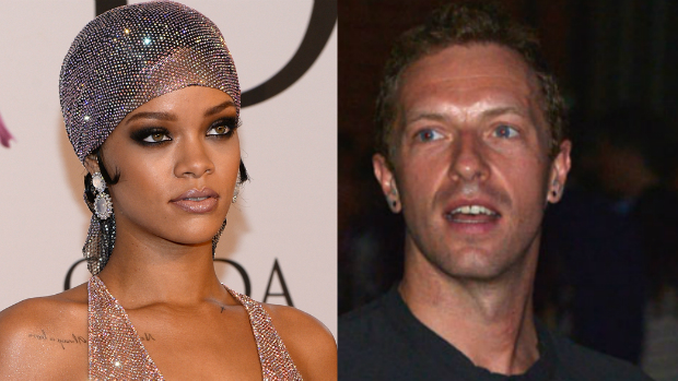 A cantora Rihanna e o vocalista do Coldplay, Chris Martin