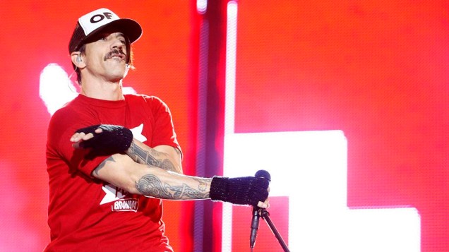 Anthony Kiedis, vocalista da banda Red Hot Chili Peppers durante show no palco Mundo, no segundo dia do Rock in Rio, em 24/09/2011