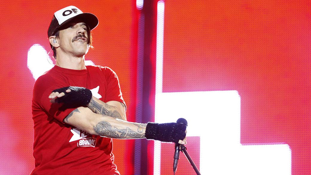 Anthony Kiedis, vocalista da banda Red Hot Chili Peppers durante show no palco Mundo, no segundo dia do Rock in Rio, 24/09/11