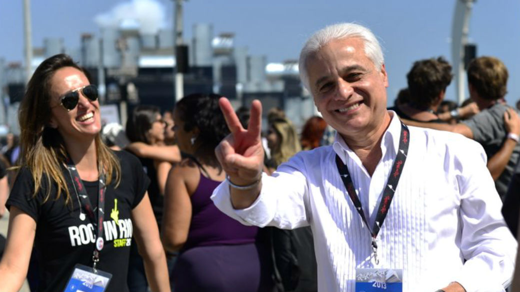 Roberto Medina, criador do Rock in Rio, recebe o público na abertura do primeiro dia da quinta edição brasileira do festival