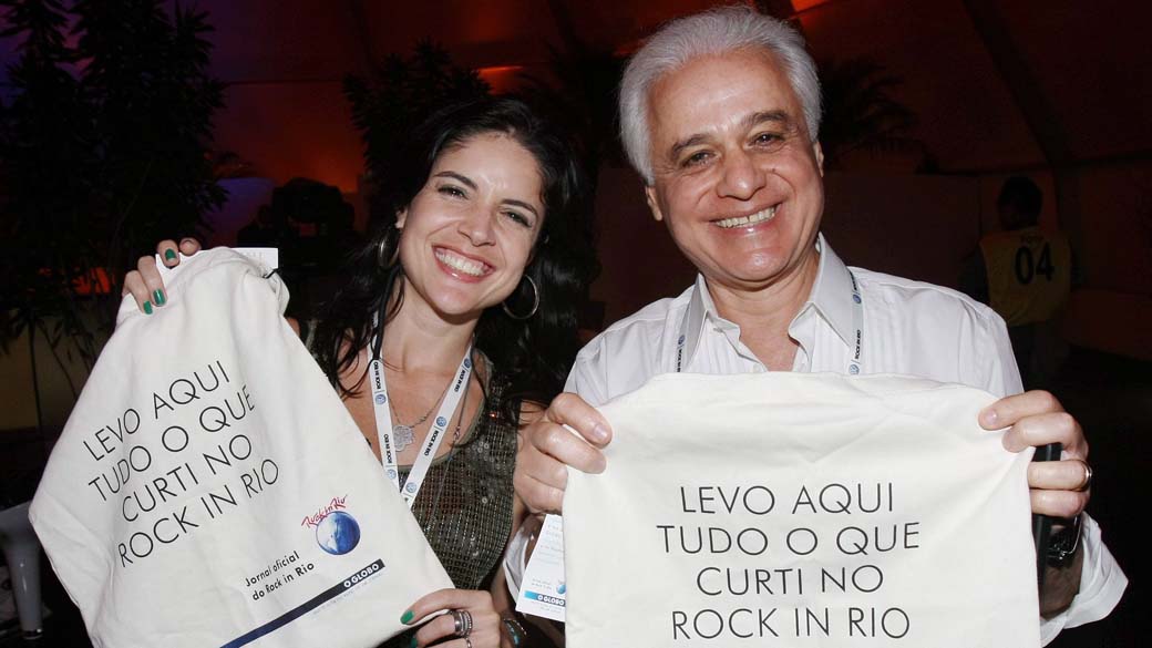 Roberta Medina e o pai, Roberto Medina, na abertura do Rock in Rio