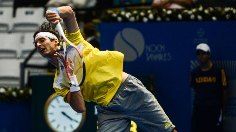 Thomaz Bellucci vence Tommy Robredo neste domingo (09/12),em partida de exibição pelo Gillette Roger Federer Tour em São Paulo no ginásio do Ibirapuera