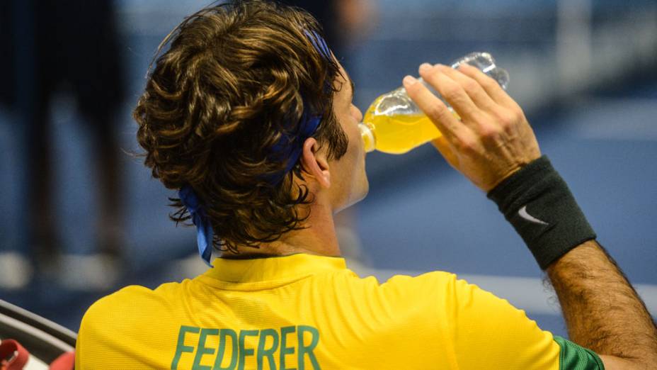 Roger Federer vence Tommy Haas neste domingo (09/12),em partida de exibição no Ginásio do Ibirapuera, em São Paulo