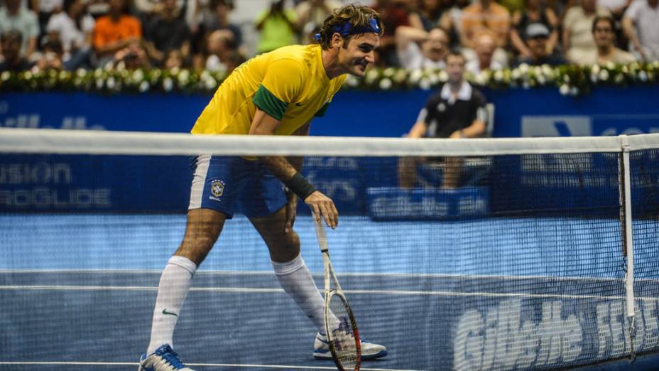 Roger Federer vence Tommy Haas neste domingo (09/12),em partida de exibição no Ginásio do Ibirapuera, em São Paulo