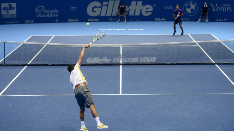 Jo-Wilfried Tsonga enfrenta Roger Federer neste sábado (08/12),em partida de exibição pelo Gillette Roger Federer Tour em São Paulo no ginásio do Ibirapuera 