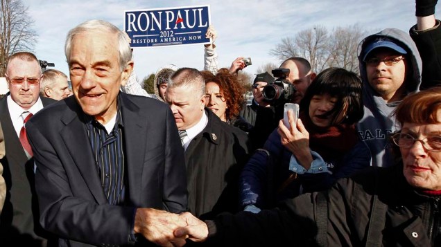 Ron Paul durante campanha presidencial em Iowa, Estados Unidos