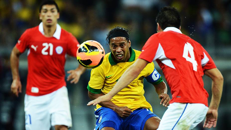 Ronaldinho Gaúcho durante amistoso contra o Chile no Mineirão
