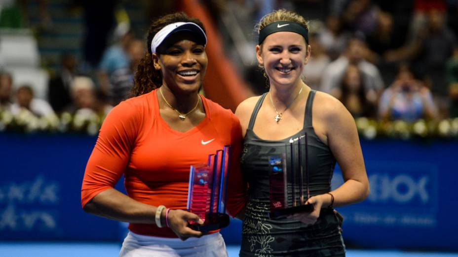 A americana Serena Williams e a número 1 do mundo Victoria Azarenka no ginásio do Ibirapuera