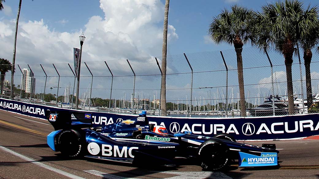 Rubens Barrichello durante treino da Fórmula Indy, na Flórida