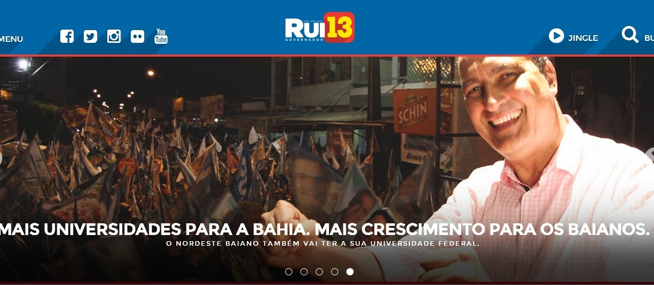 Reprodução de página do candidato Rui Costa na internet: petista concorre ao governo da Bahia