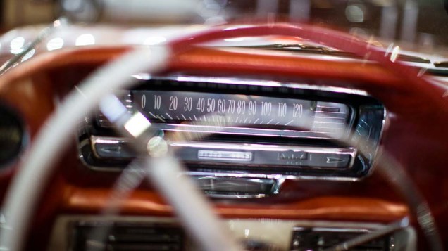 Detalhe de Cadillac no Salão Internacional de Veículos Antigos no Pavilhão de Exposições do Anhembi, em São Paulo