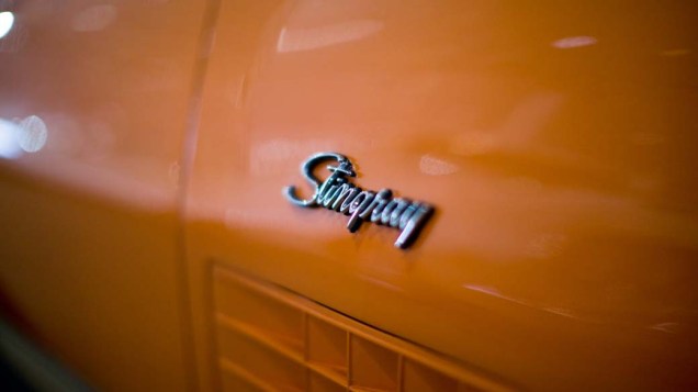 Detalhe do Corvette Stingray no Salão Internacional de Veículos Antigos no Pavilhão de Exposições do Anhembi, em São Paulo