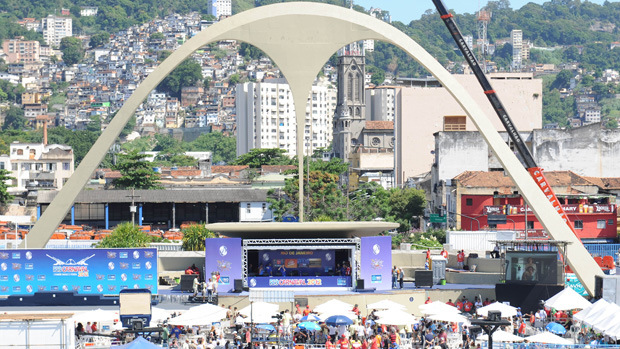 Palco de apresentação das notas do Carnaval 2012, no Sambódromo do Rio de Janeiro