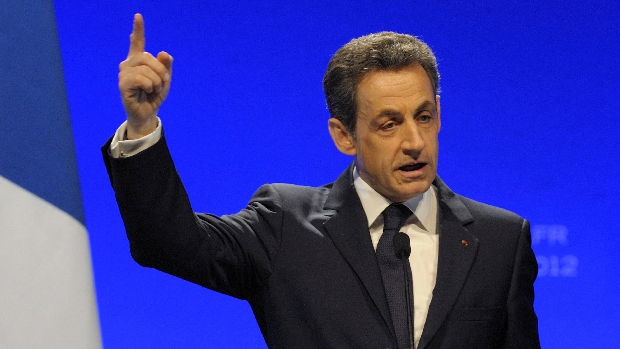 O presidente Nicolas Sarkozy, durante comício nesta quinta-feira
