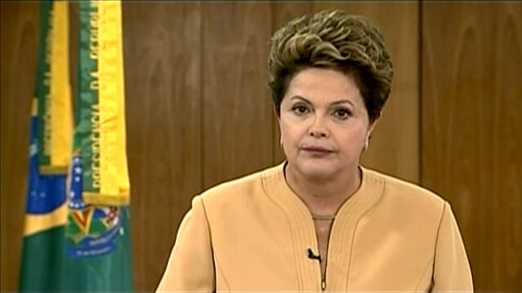 Presidente Dilma Rousseff faz pronunciamento em rede nacional, sobre os protestos do país