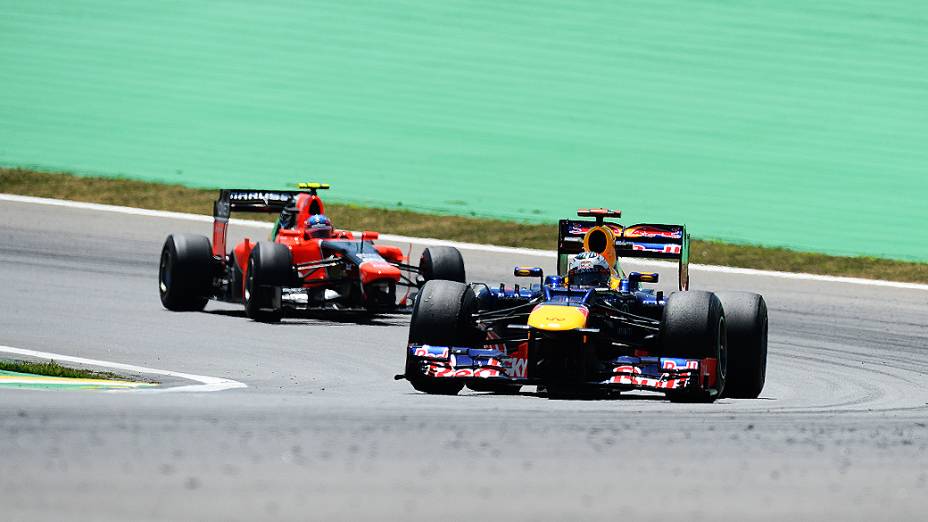 Sebastian Vettel durante o primeiro treino livre do GP Brasil, nesta sexta-feira em Interlagos