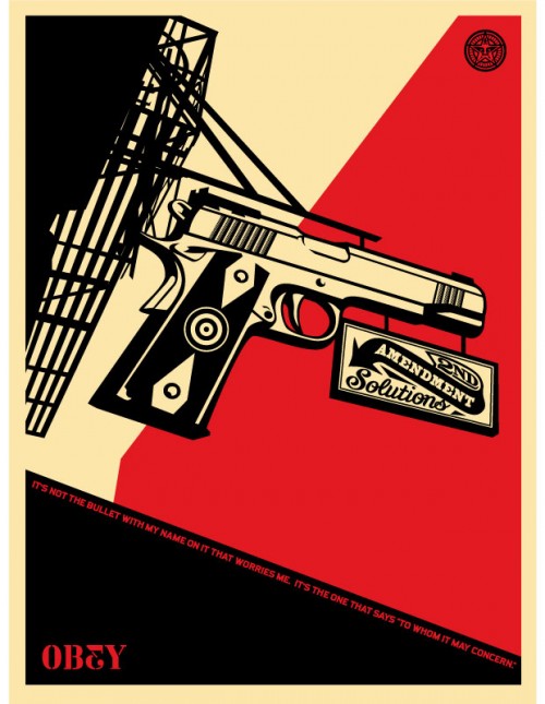 Lançado em 2008, o cartaz faz campanha contra o direito do cidadão americano carregar uma arma, garantido pela 2ª Emenda da Constituição dos Estados Unidos