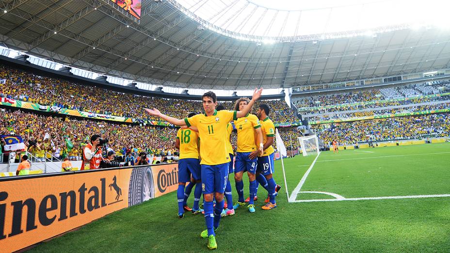 O grupo de jogadores da seleção brasileira de futebol