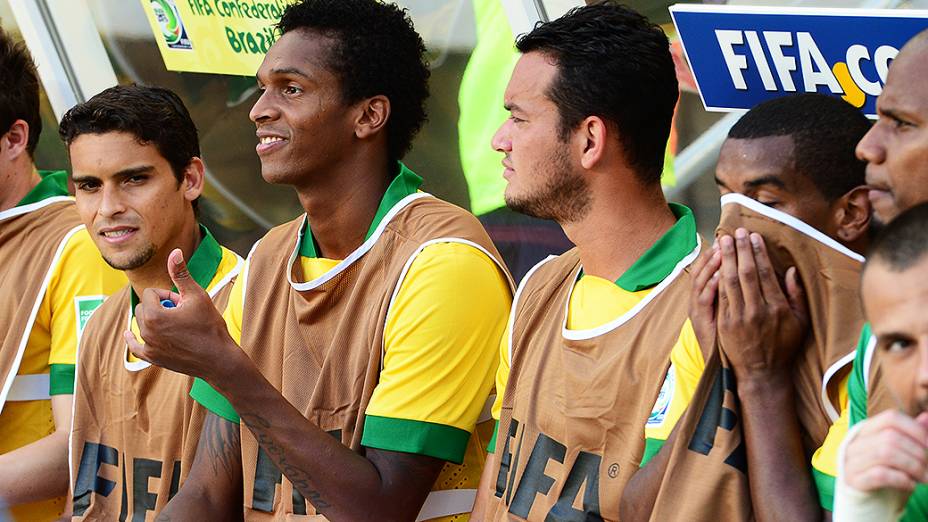 O grupo de jogadores da seleção brasileira de futebol