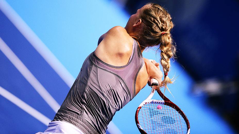 Tenista dinamarquesa, Caroline Wozniacki durante partida no ginásio do Ibirapuera