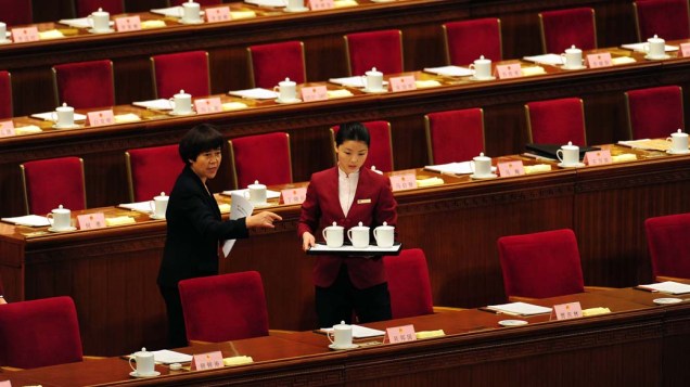 Preparativos para sessão do Congresso Nacional Popular Chinês, em Pequim