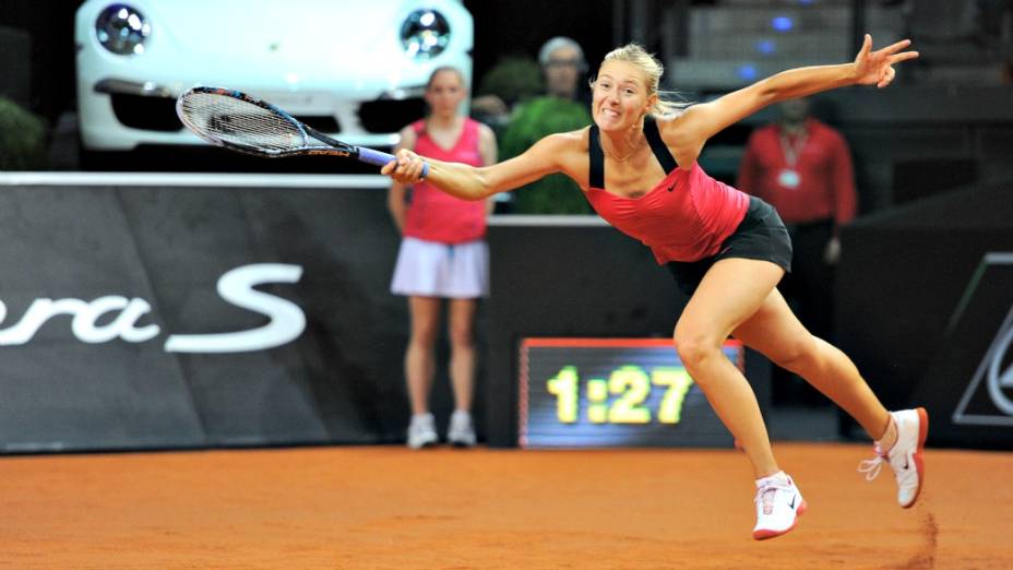 Maria Sharapova durante o WTA de Stuttgart, na Alemanha, em 2012