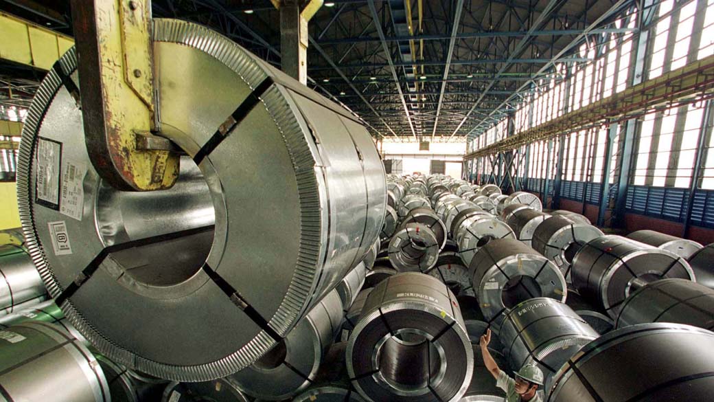 Bobinas de aço produzidas pela Companhia Siderúrgica Nacional