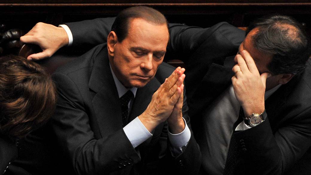 O primeiro-ministro italiano Silvio Berlusconi durante sessão do Parlamento em Roma