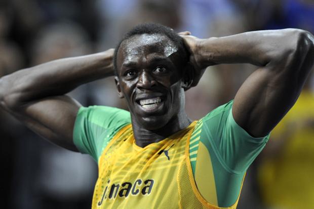 Usain Bolt após ganhar os 200 metros em Berlim