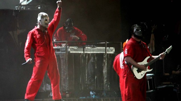 O show da banda Slipknot no palco Mundo, no terceiro dia do Rock in Rio, em 25/09/2011