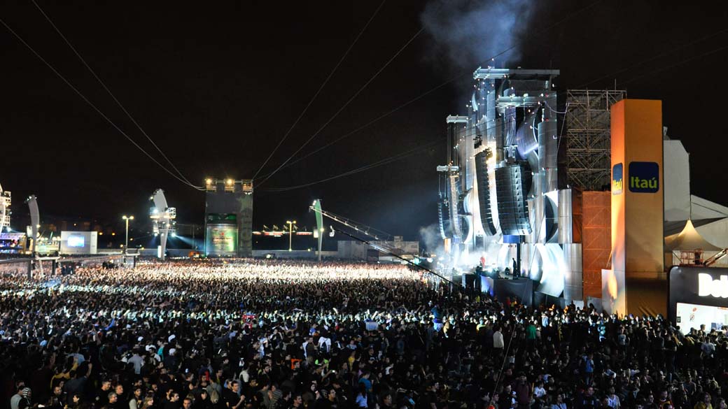 O show do Slipknot no palco Mundo, no terceiro dia do Rock in Rio, em 25/09/2011