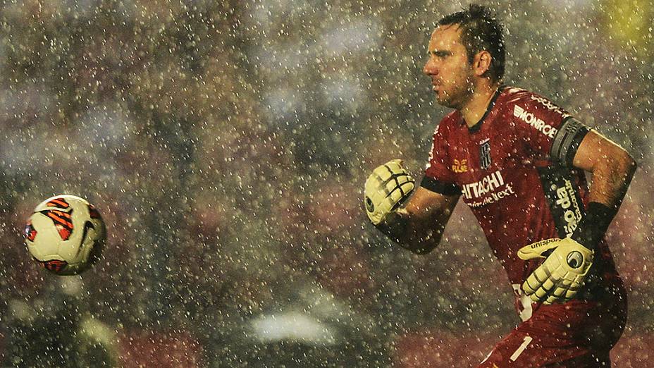 Goleiro Roberto da Ponte Preta teve importante atuação, mas deixou o campo lesionado na semifinal da Copa Sul-Americana contra o São Paulo, no Morumbi