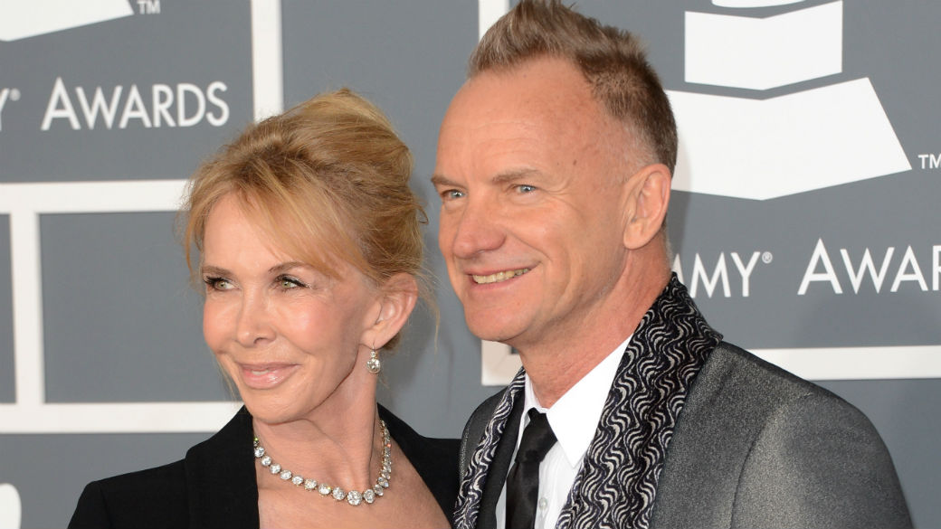 Sting e sua esposa, Trudie Styler, no Grammy Awards