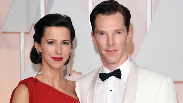 Benedict Cumberbatch e sua mulher Sophie Hunter chegam à cerimônia do Oscar