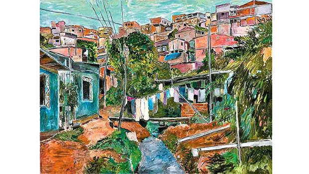 A favela Villa Broncos, um dos temas do Brasil pintados por Bob Dylan