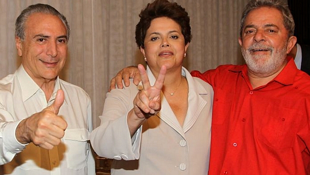 Temer, Dilma e Lula comemoram a vitória eleitoral, no domingo
