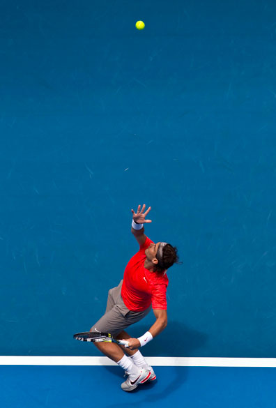 Rafael Nadal durante a partida contra o brasileiro Marcos Daniel, no segundo dia do Aberto da Austrália - 18/01/2011