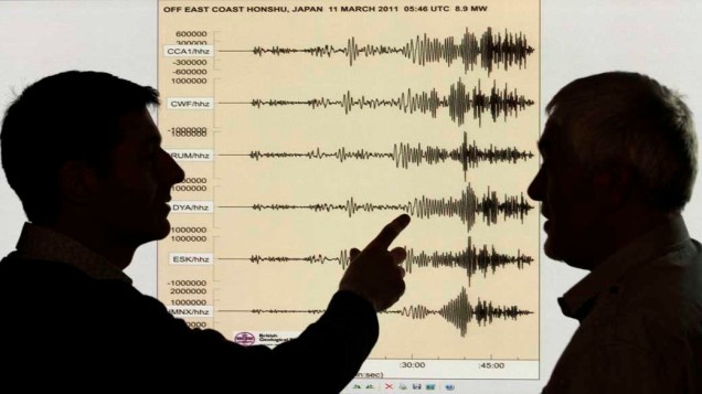 Sismógrafo na Escócia mostra a magnitude do terremoto no Japão