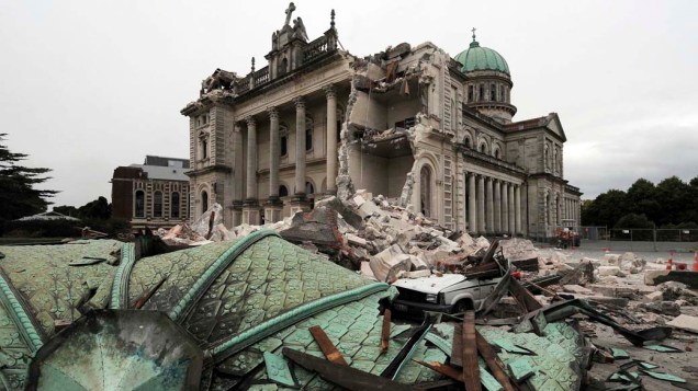 Catedral, após terremoto em Christchurch, Nova Zelândia