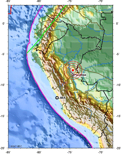 Imagem do USGS mostra epicentro do terremoto