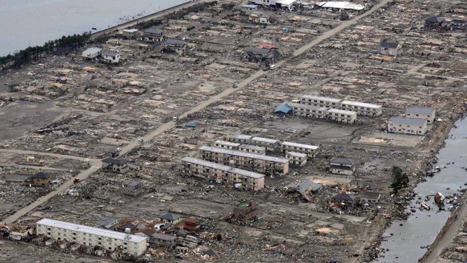 Destruição na cidade de Sendai, Japão