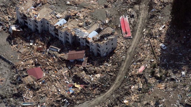 Destruição na cidade de Sendai, Japão