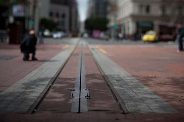 Detalhe do trilho nas ruas de São Francisco