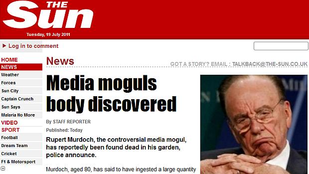 'The Sun': falsa notícia sobre a morte do magnata dizia que seu corpo havia sido encontrado no jardim de casa
