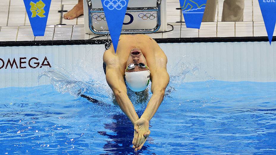 Thiago Pereira iniciou a prova para o Brasil no revezamento 4 x 100 m medley, em 03/08/2012