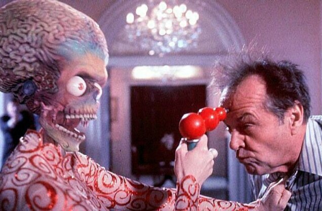 <em>Marte Ataca!</em> (1996), com Jack Nicholson, é considerado um dos piores filmes de Tim Burton.