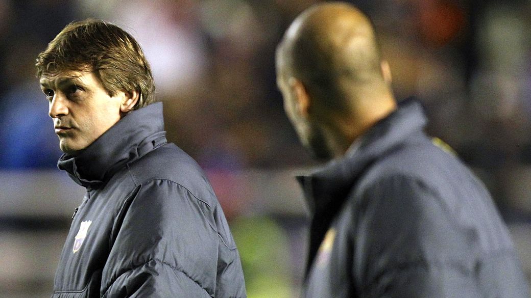 Tito Vilanova e Pep Guardiola nos tempos de parceria no Barcelona: atrito em público