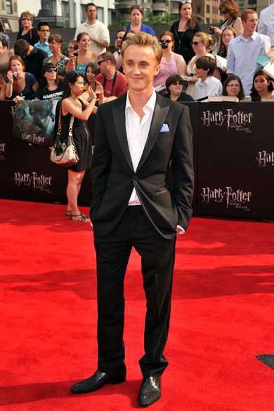 Tom Felton no tapete vermelho para a pré-estreia de Harry Potter e as Relíquias da Morte – Parte 2, em Nova York